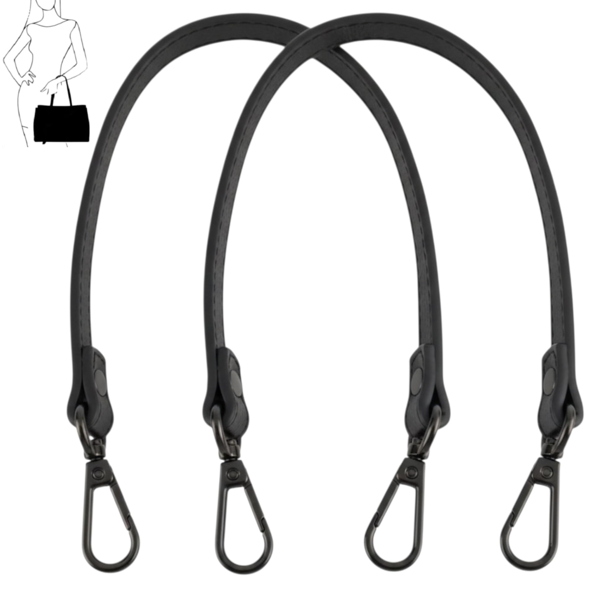 Replacement PU Leather Purse Bag Handles Black Color with Gunmetal Buckles Exclusive for Hand Bags Sling Shoulder Hobo Short Bags Shoulder Bag Straps Set of 2.-image-45