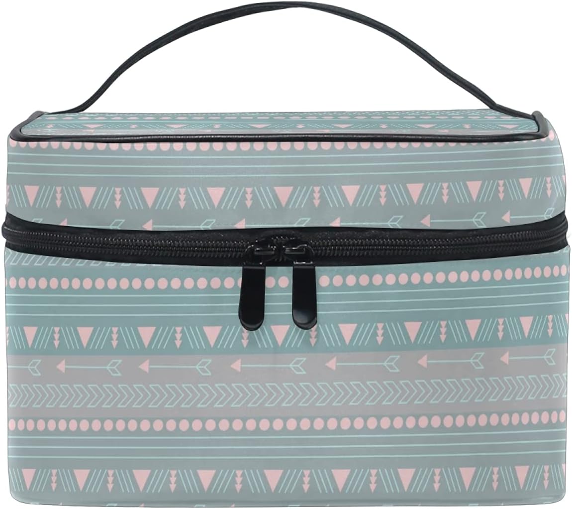 化粧ボックス 化粧品収納箱 大容量 人気 おしゃれ パステル トライバル 北欧風 ノルディック 機能的 メイクポーチ コスメポーチ 出張 旅行 バニティーケース 持ち運び 売却 仕切り コスメティックバッグ