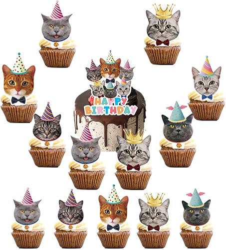 25 piezas de suministros de fiesta de gato, decoración de cumpleaños de gatos para niños, regalos de fiesta de cumpleaños, suministros de decoración