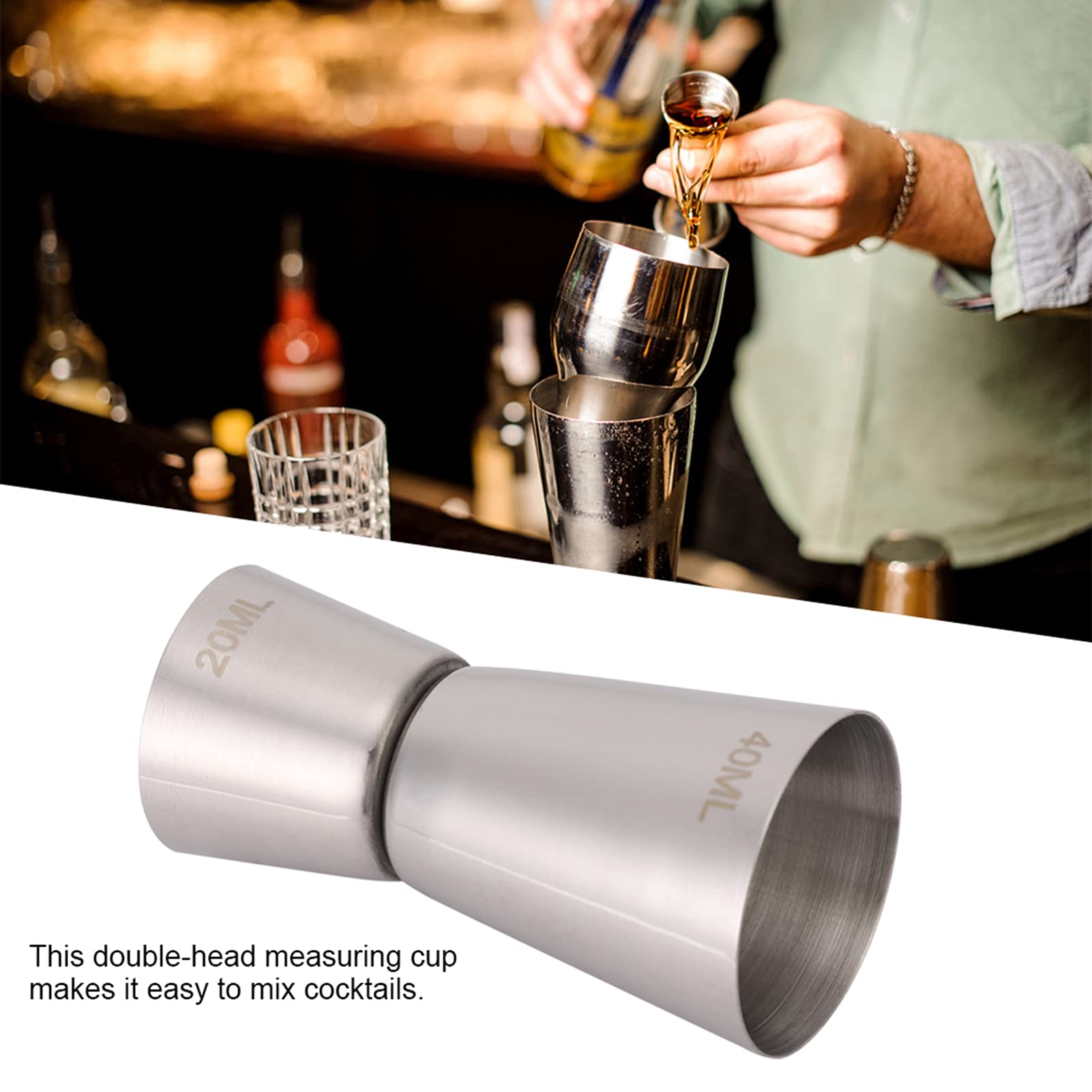 Briout Jigger 304 Stainless Steel Wine Tool Measuring Cup Double Cocktail Jigger for Bar (40/20cc) (S 1600ML)