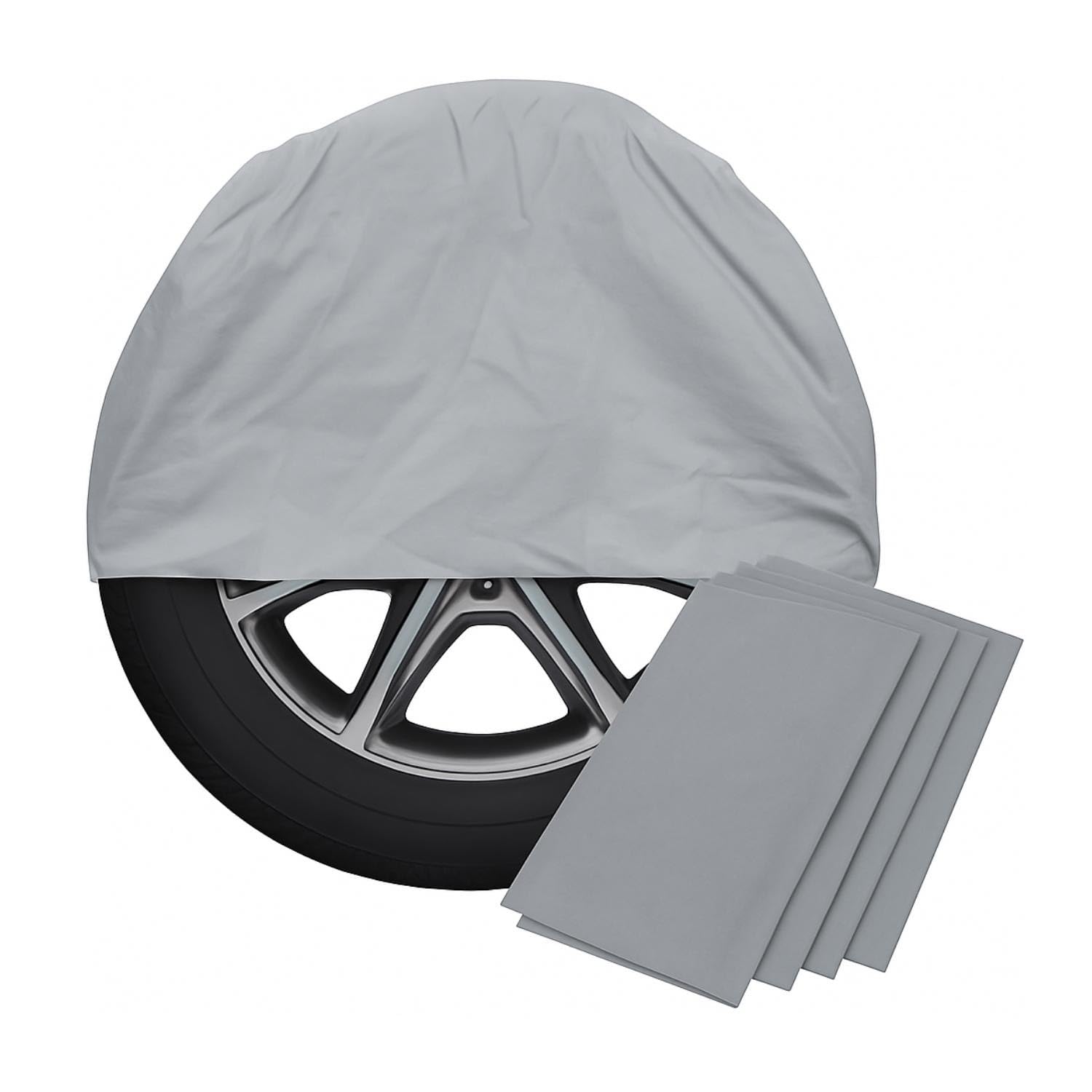 Reifentaschen Set 4-teilig (Grau) – XXL Reifentüten 110x110cm bis 22 Zoll | Reifensäcke für Reifen Aufbewahrung & Transport Extra starke 35µm Felgenschutzhüllen Schutzhüllen für Sommer- & Winterreifen