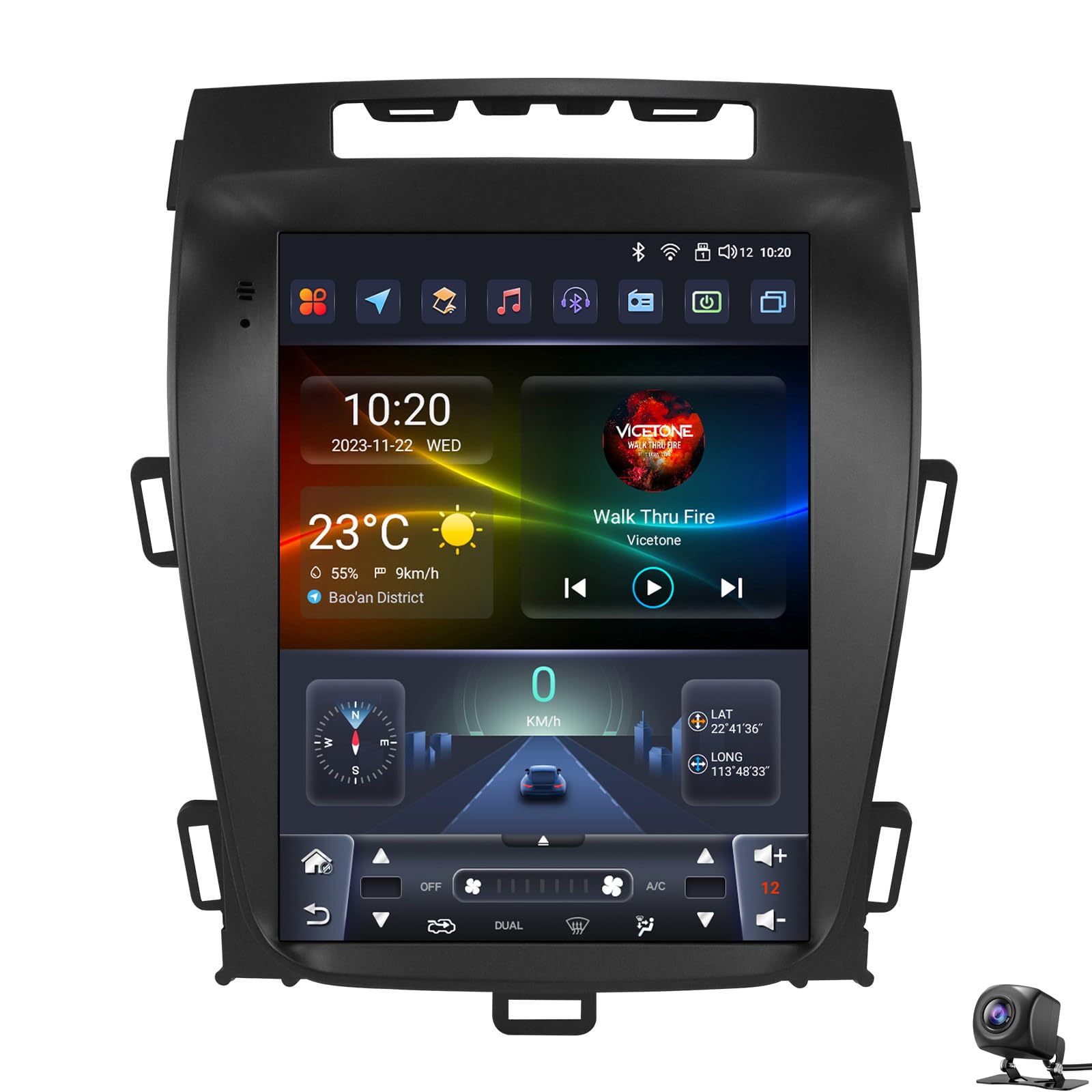 9.7 Inch Double Din Car Stereo For O-pel Zafira C Vauxhall Zafira C 2010-2016 Wireless CarPlay Android Auto Radio GPS Navigation Bluetooth Mirror Link SWC Bluetooth Camera MIC(Color:8CORE 6+128G)