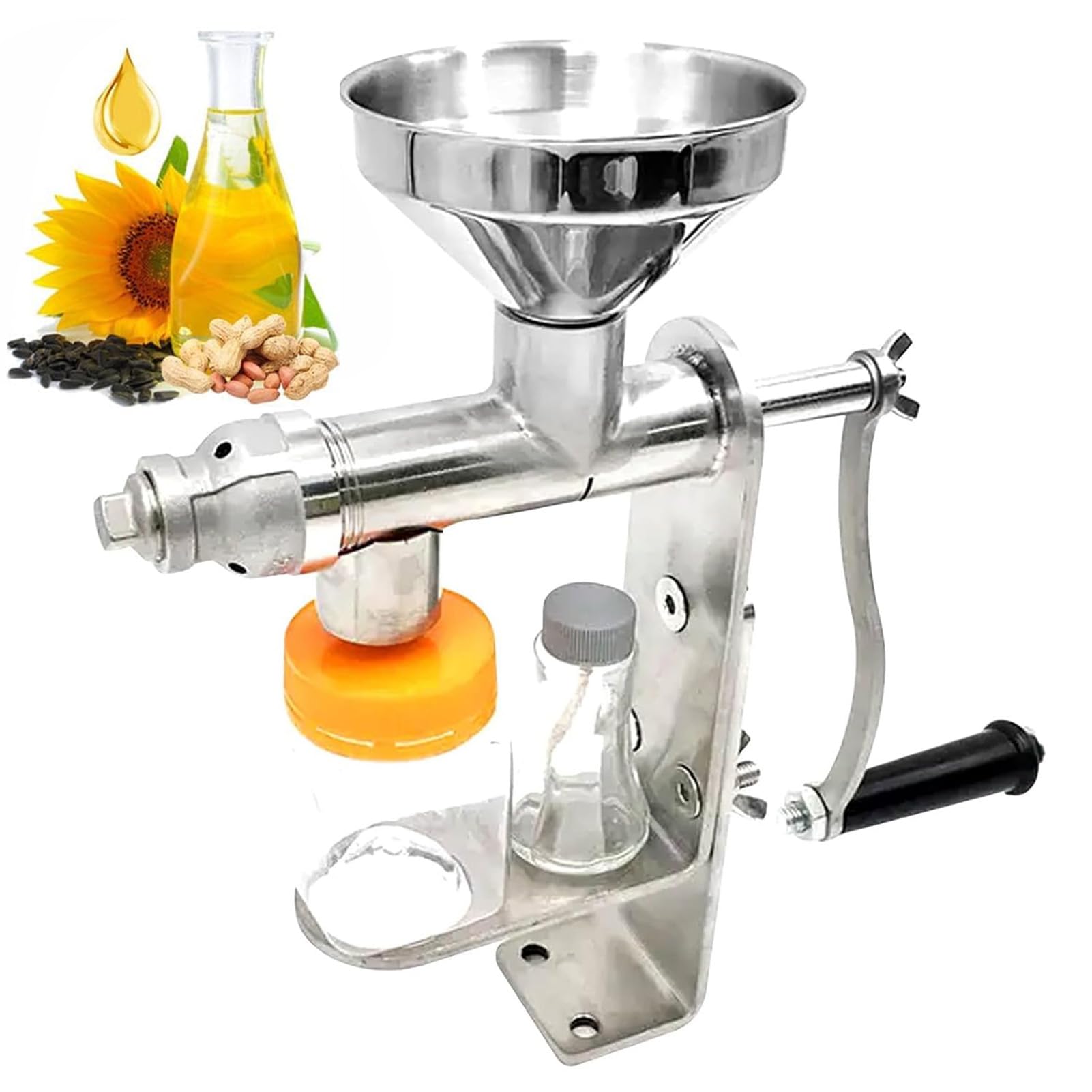 Eiwitany Stainless Steel Manual Home Oil Extractor, DIY Nut Oil Press Machine for Peanut, Rapeseed and Tea Seed Oil Making