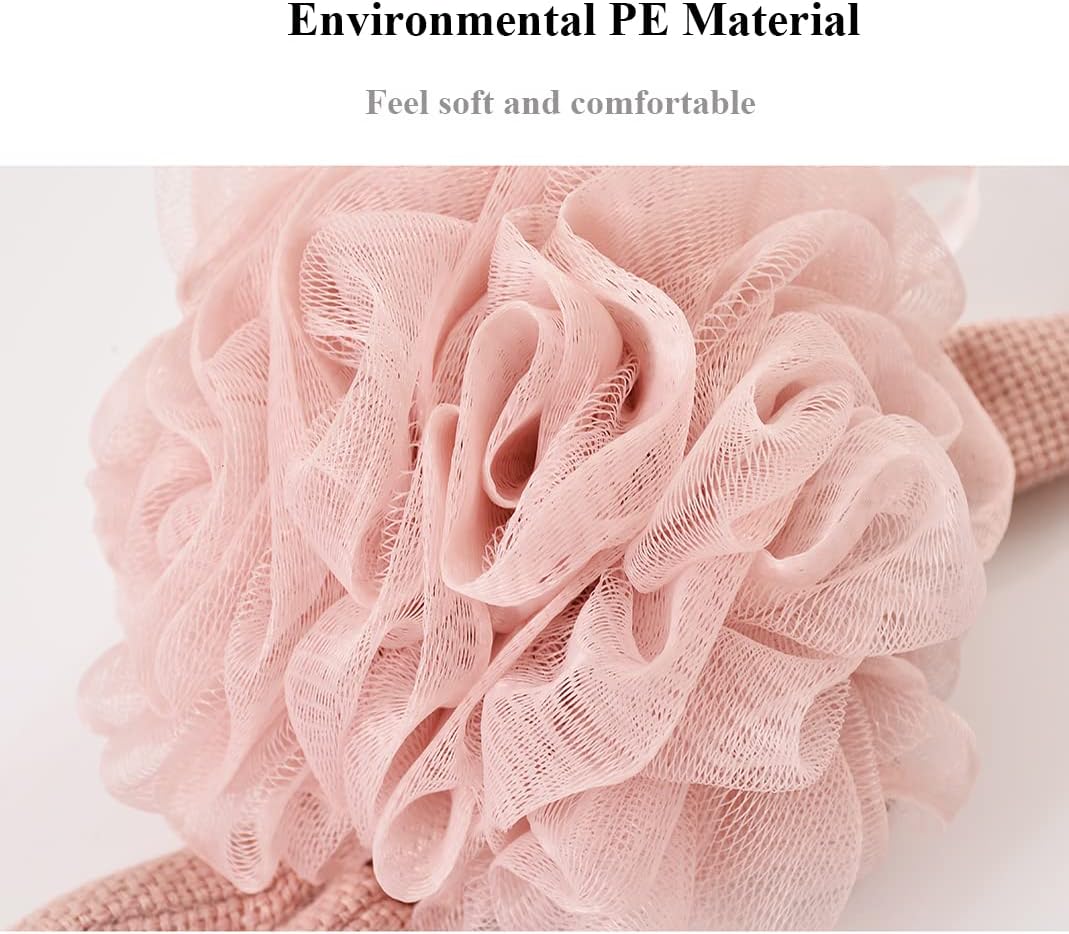 Kids Bath Loofah- 2 Pack Cute Animal Shaped Bath Luffa, Soft Mesh Pouf Shower Sponge Set for Baby & Toddler, Pink & Grey Reusable Travel lofa for Girls, Gentle Body Scrubber Wash for Women - Image 4