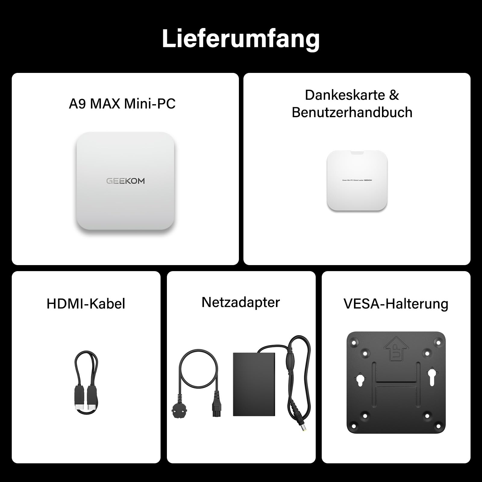 GEEKOM AI Mini PC A9 Max mit AMD Ryzen AI 9 HX 470 (Upgrade zu 370), 32GB DDR5+ 2TB SSD, 2.5G Dual-LAN Mini Computer Windows 11 pro mit 2×USB4|HDMI2.1|Wi‑Fi 7&BT 5.4 für Alle Einsatzszenarien
