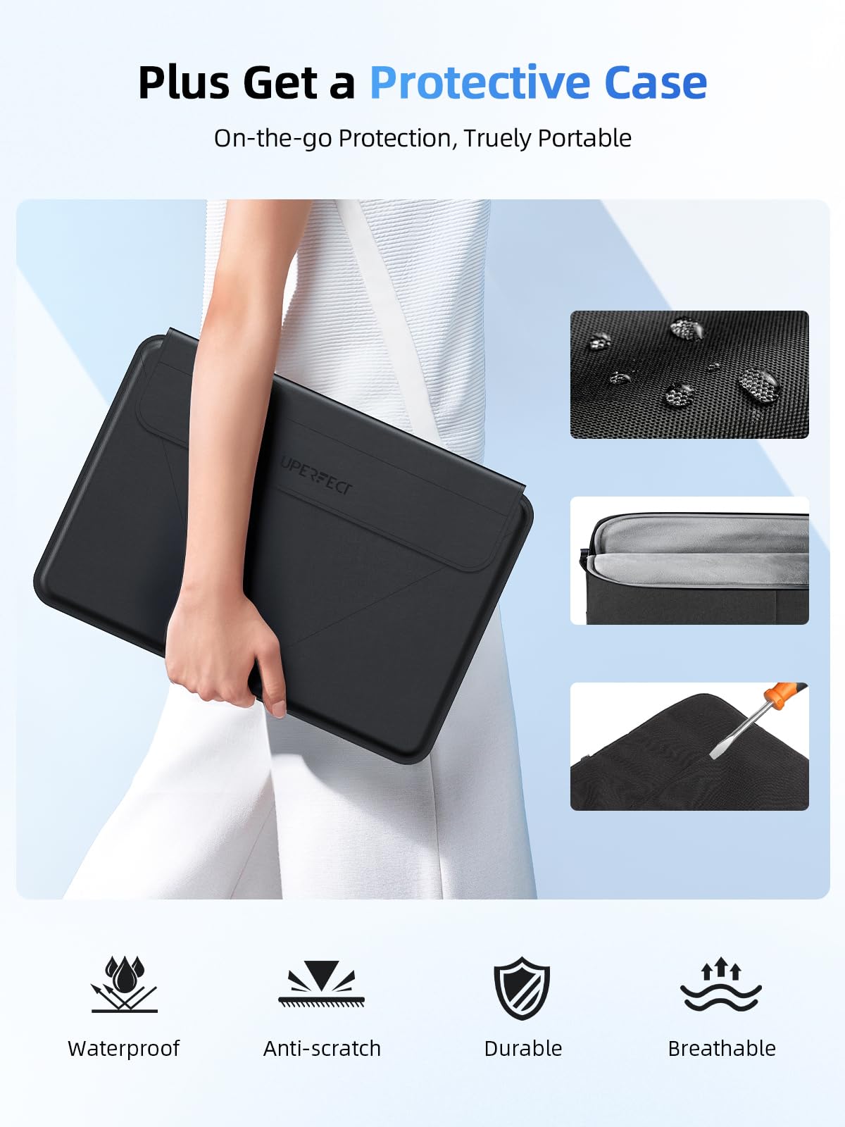 UPERFECT Portable Monitor 15,6 Zoll Touchscreen FHD 1080P 125% sRGB 2000:1 Ultradünn VESA-Kompatibel