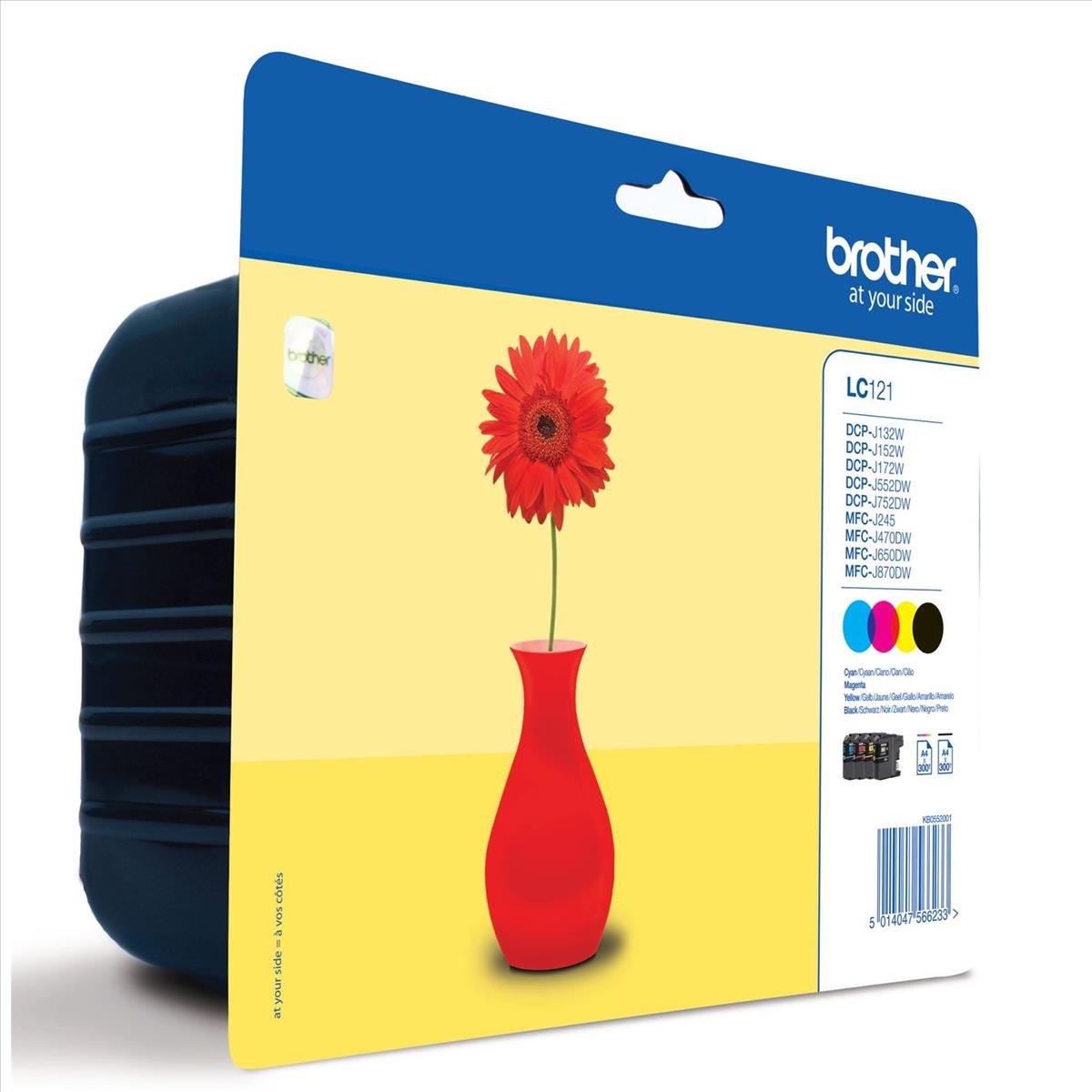 Brother Original Tintenpatronen LC-121 (schwarz, Cyan, Magenta, gelb) im Value-Pack MFC-J245, MFC-J470DW, MFC-J650DW, MFC-J870DW, DCP-J132W, DCP-J152W, DCP-J552DW, DCP-J752DW