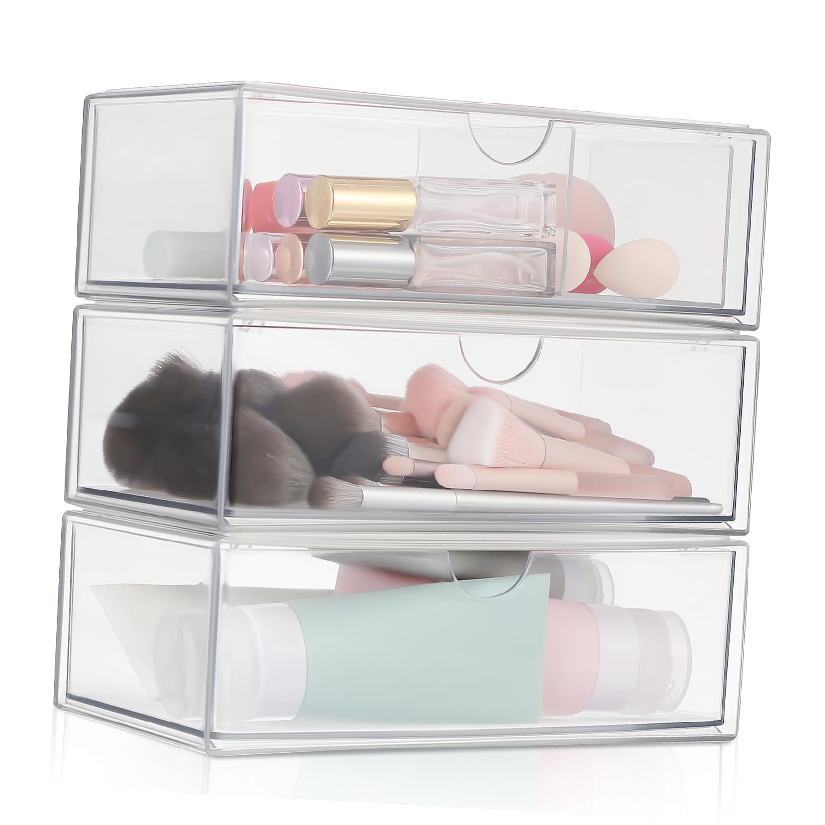 Transparenter Acryl Aufbewahrungsboxen für Make Up, 3 Stück