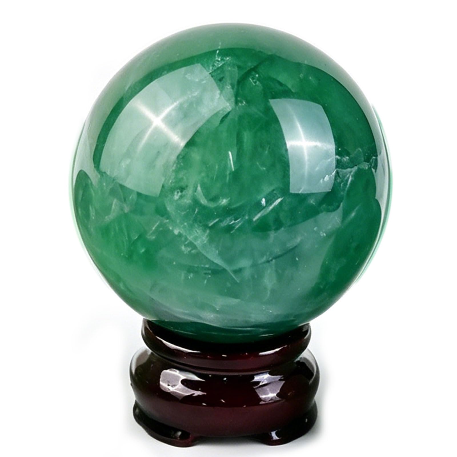 DECORN Natural Healing Crystal Sphere Ball Gemstone Sphere 1.57-1.97 Inchs Decorative Ball with Display Stand for Feng Shui Chakra Aura Home Office Living Room Decor,Green Fluorite