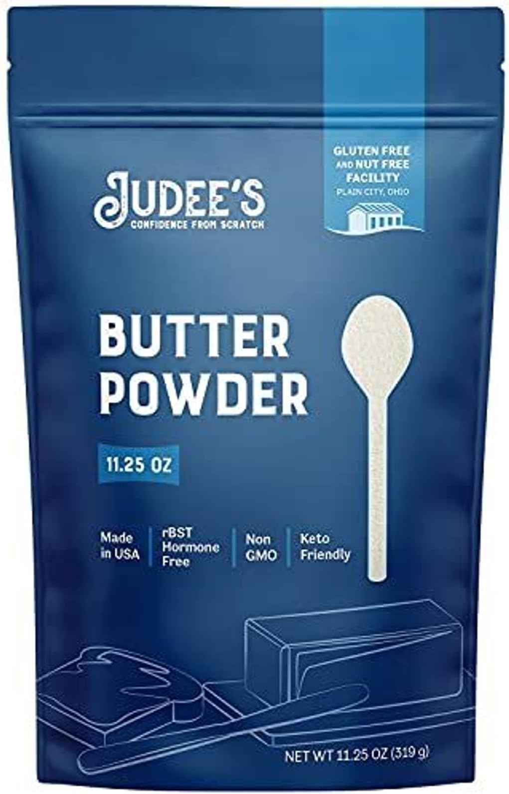 Judee's Gluten Free Butter Powder - Versatile Cooking & Baking Butter Powder - Gluten-Free & Keto-Friendly Formula - 11.25 Ounce, Pack of 1