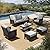 HERA'S HOUSE Wicker Patio Furniture Set, 35" High Back Swivel Chairs with 5.5" Thick Cushions, 6-Piece Rattan Outdoor Conversation Set for Poolside Backyard, Grey