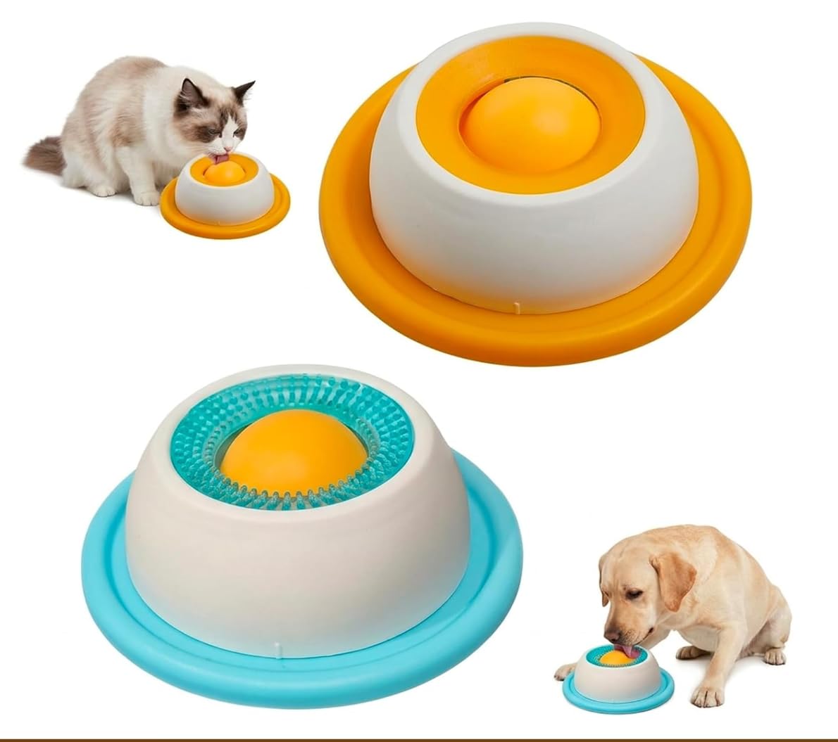 Moxychrony 2 Pcs Dog Lick Ball, Lick Ball for Dogs, Dog Bowl with Ball, for Medium and Small Pets, Dog Enrichment Tool for Slow Feeding and Stimulation, Interactive Pet Bowl for Calming Activities