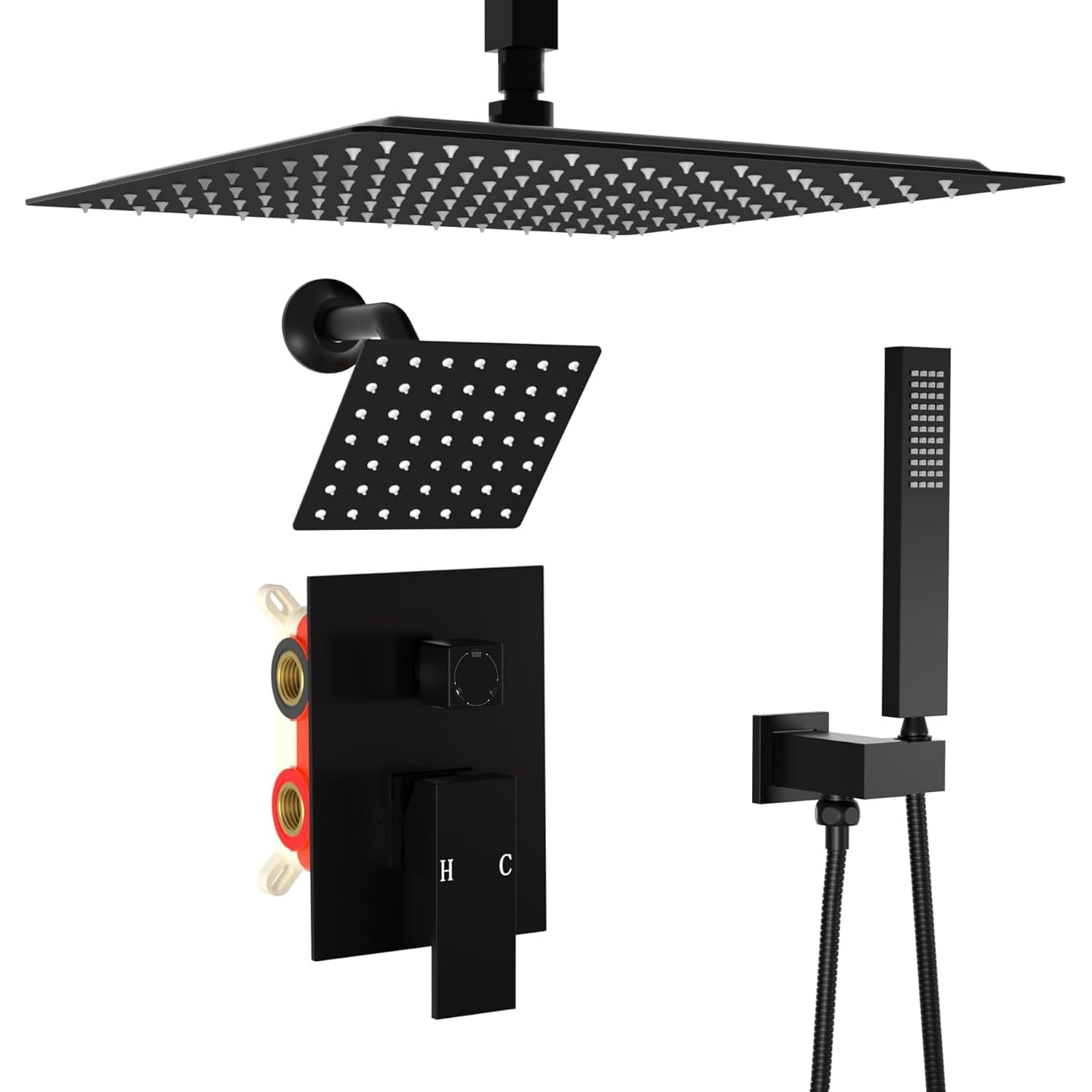 Double pomme de douche de tête plafond 30,5 cm et douche murale 15,2 cm