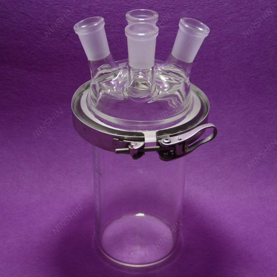 3000mL 24/?40 Four Necks,?Glass Cylinder Reactor,3 Litre Flat Bottom Reaction Flask
