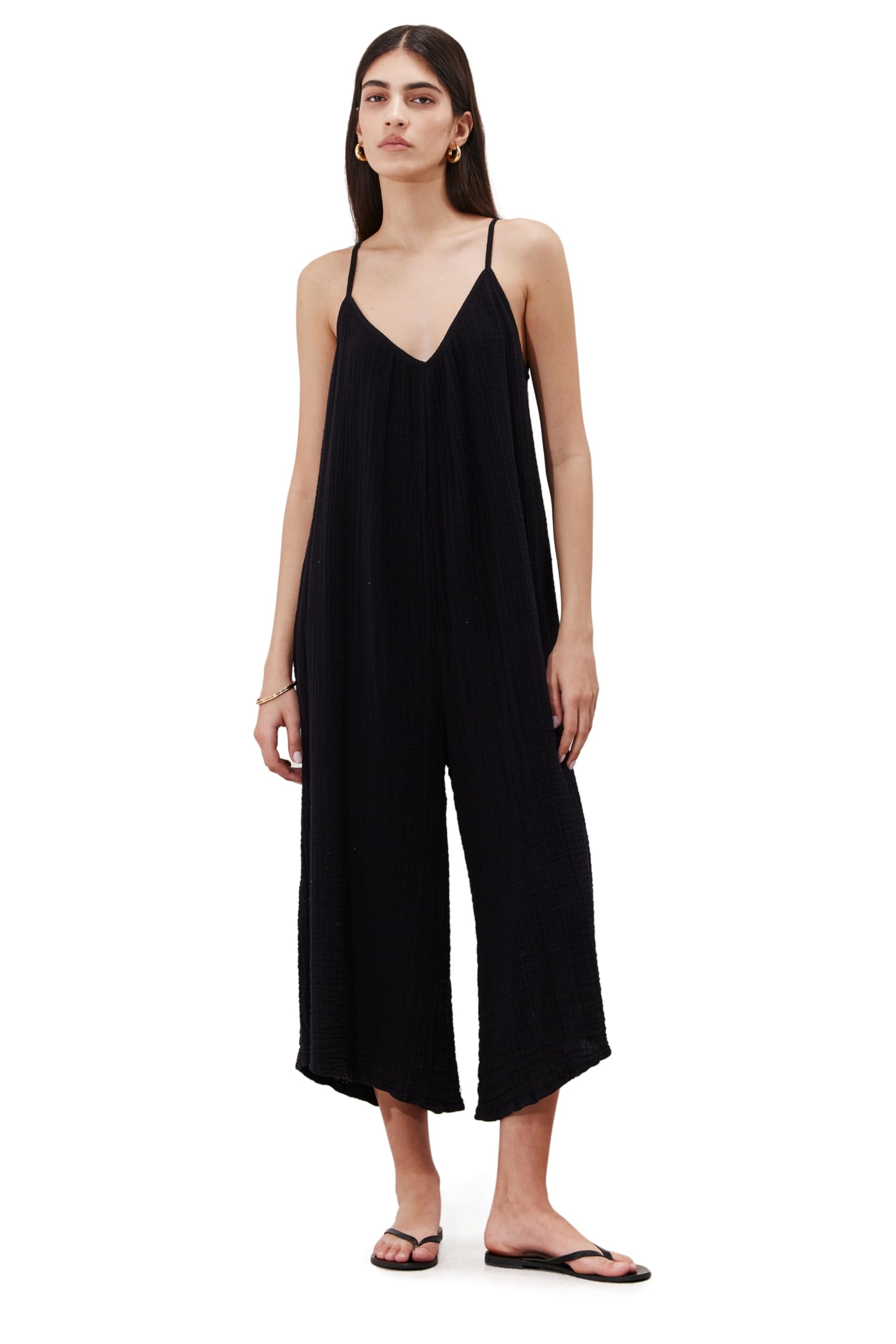 Gottex Women's Cloudshore Oversized Jumpsuit Cover-up Swimwear, Black, L-XL