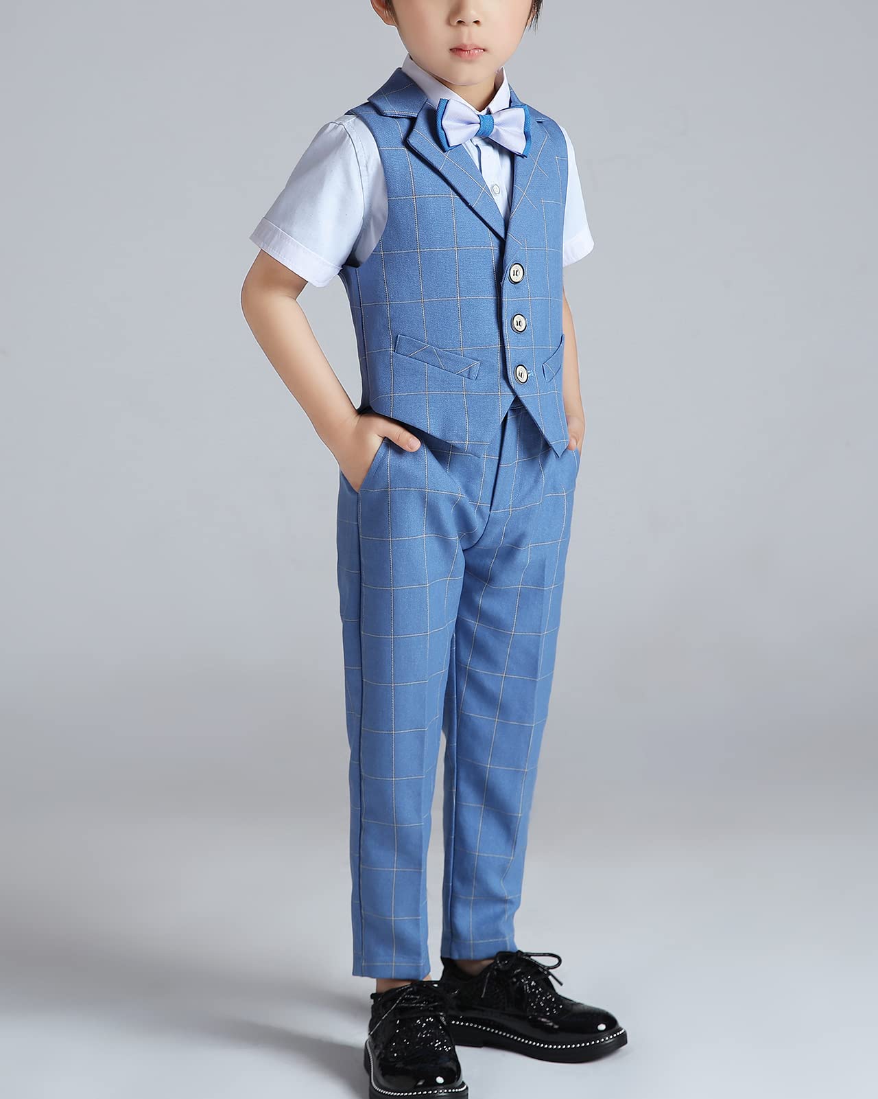 3/4/5 Piezas Traje de Boda para Niños, Conjunto de Ropa de Ceremonia, Camisa, Pantalón, Chaleco, Pajarita Elegantes Ropa Trajes