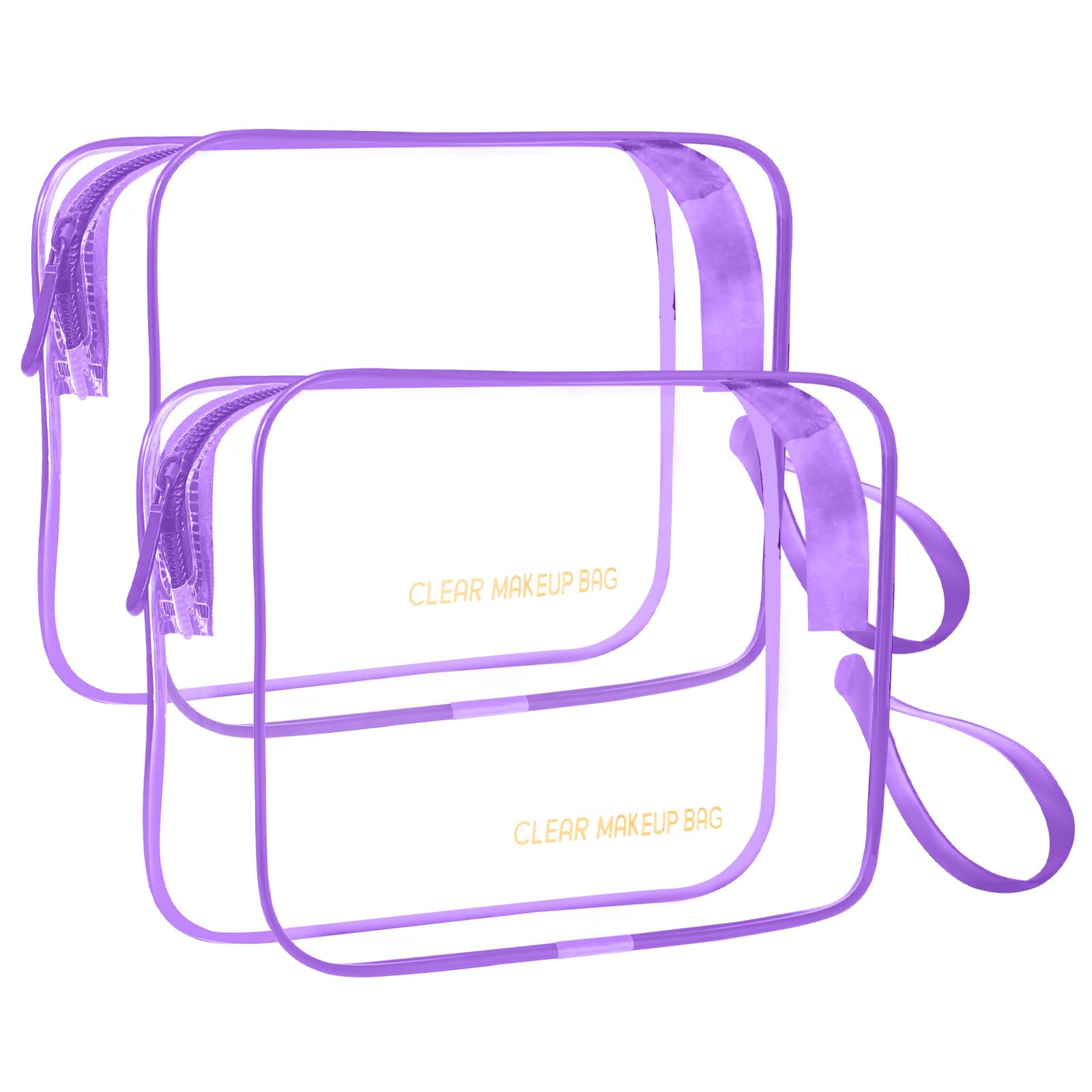 Icramsy Clear Makeup Bag,2 Pack TSA Approved Toiletry Bag Travel Toiletry Bag Hanging Makeup Cosmetic bag for Women Men (Purple)