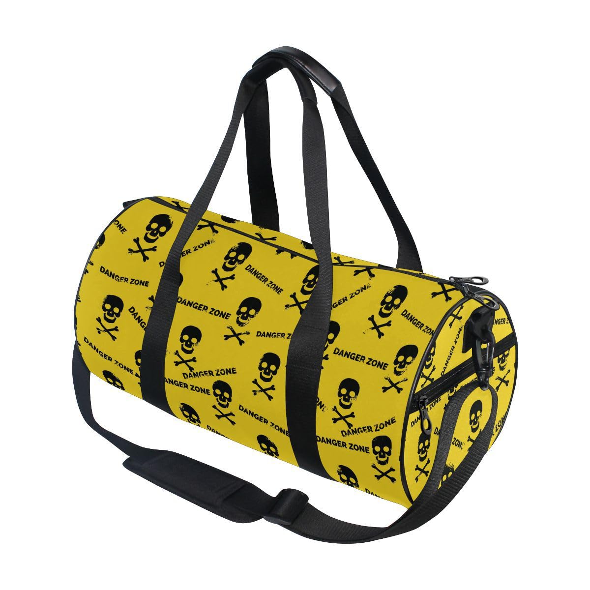 ALAZA Gym Bag Travel Bag Womens Mens for Travel Sports Camping Yoga Swim, Danger Skull Small Round Foldable Duffle Bag with Shoulder Strap Top Handle — image 1