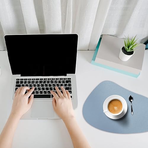 Miniatura 5 de Juego de 8 manteles individuales de piel sintética, resistentes a las manchas, resistentes al calor, fáciles de limpiar, impermeables, lavables,