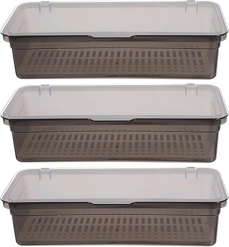 Miniatura 4 de DOITOOL Bandeja de cubiertos de 3 piezas con tapa y escurridor, organizador de utensilios de vajilla y cajones de cubiertos con tapa cubierta para
