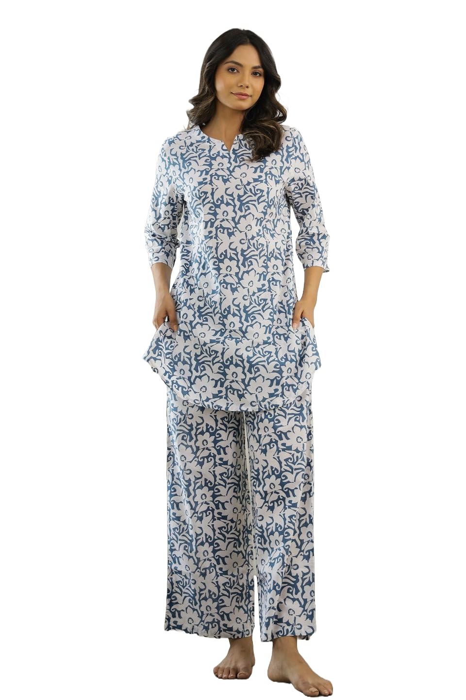 attnico Women's Viscose Rayon Night Suit | Floral Jaal Print | Soft & Stylish Sleepwear Set | Comfortable Top & Bottom Set-picture-47