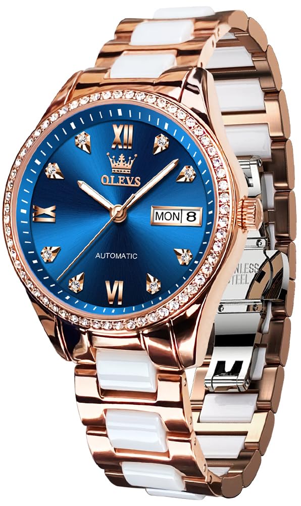 OLEVSMen's Golden Automatic Mechanical Watch Stainless Steel Bezel Luminous Waterproof Luxury Watches