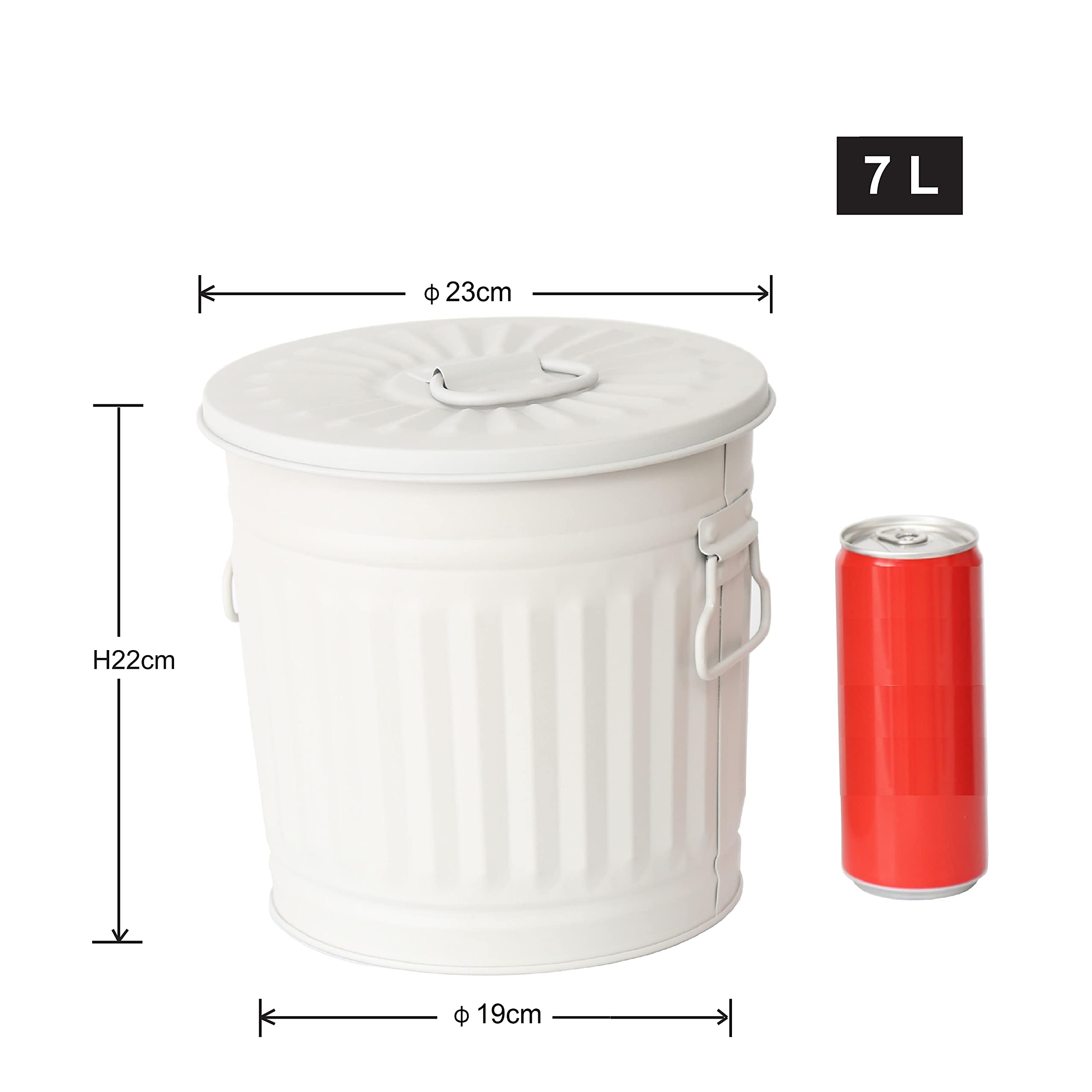 Retrodesign Mülleimer mit Deckel Grau 21,5 cm 7 Liter