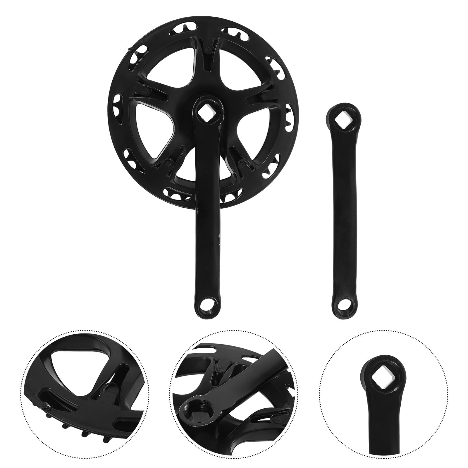 Set Guarnitura Bici Braccio Pedivella Quadrato 40 Denti Nero, Accessorio per Bici da Corsa Robusto, Strumento per Riparazione e Sostituzione Guarnitura, Facile Installazione