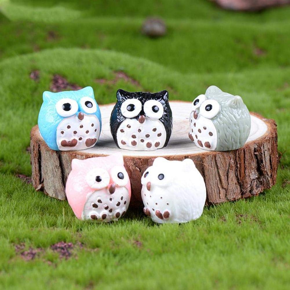 5pcs Lovely Owl Miniature Landscape Bonsai Decoration Resin Crafts Ornament Mini Resin Ornament