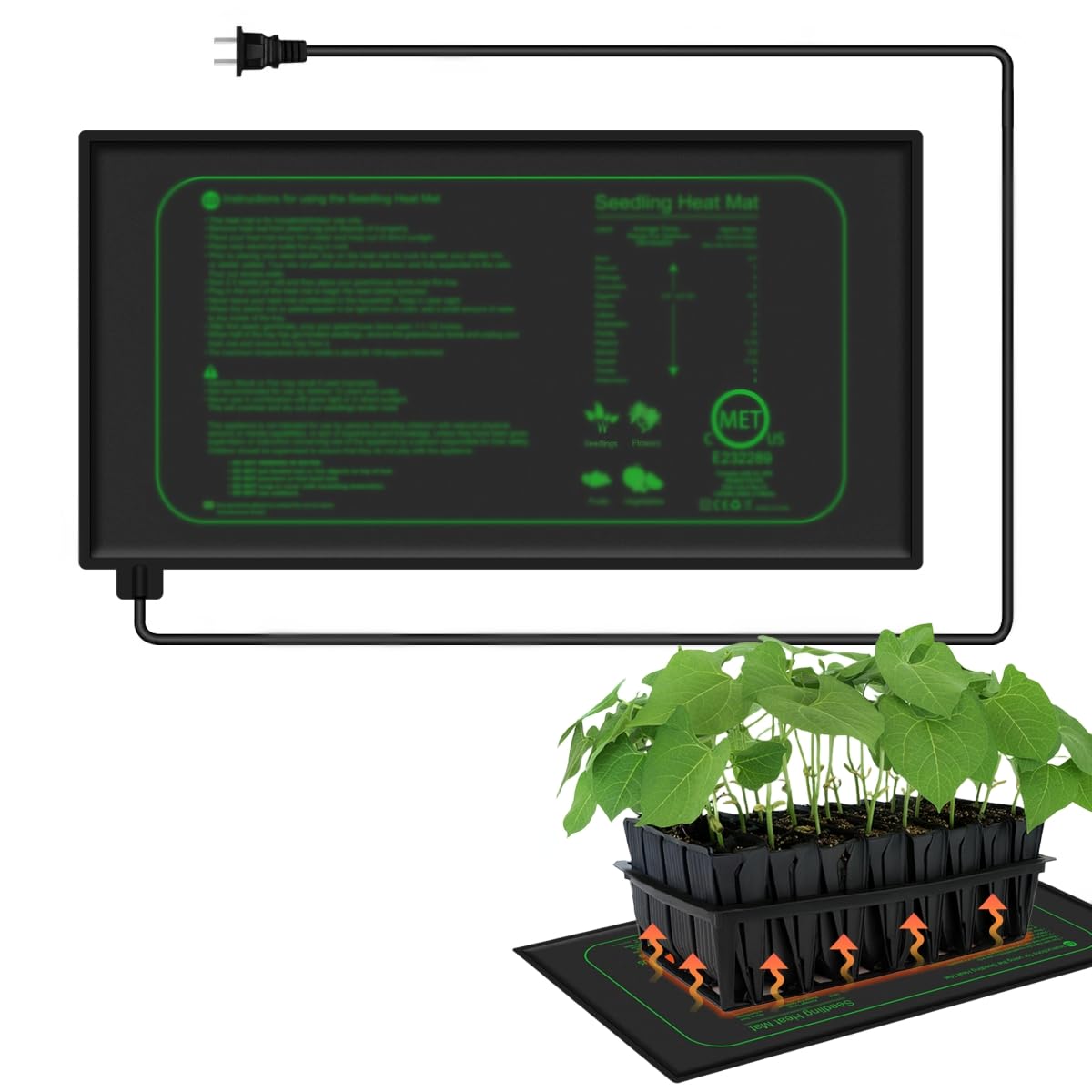 Seedling Heat Mat for Seed Starting, 10" x 20.75" 21W Waterproof Heating Pad for Indoor Tray Plants,Safe & Durable Warm Mats for Hydroponics Germination-picture-18