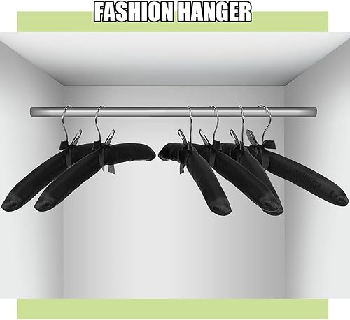 Miniatura 5 de 24 perchas acolchadas de satén con gancho giratorio antioxidante para colgar vestidos, suéteres, trajes y más (negro)