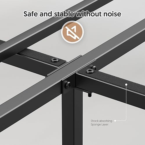 Miniatura 6 de BONSOIR Base de cama tamaño Queen con plataforma de acero estable con cabecero de madera/estribo, no necesita somier, fácil montaje, sin chirridos