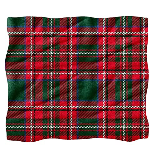 Couverture polaire plaid écossais rouge vert grand lit