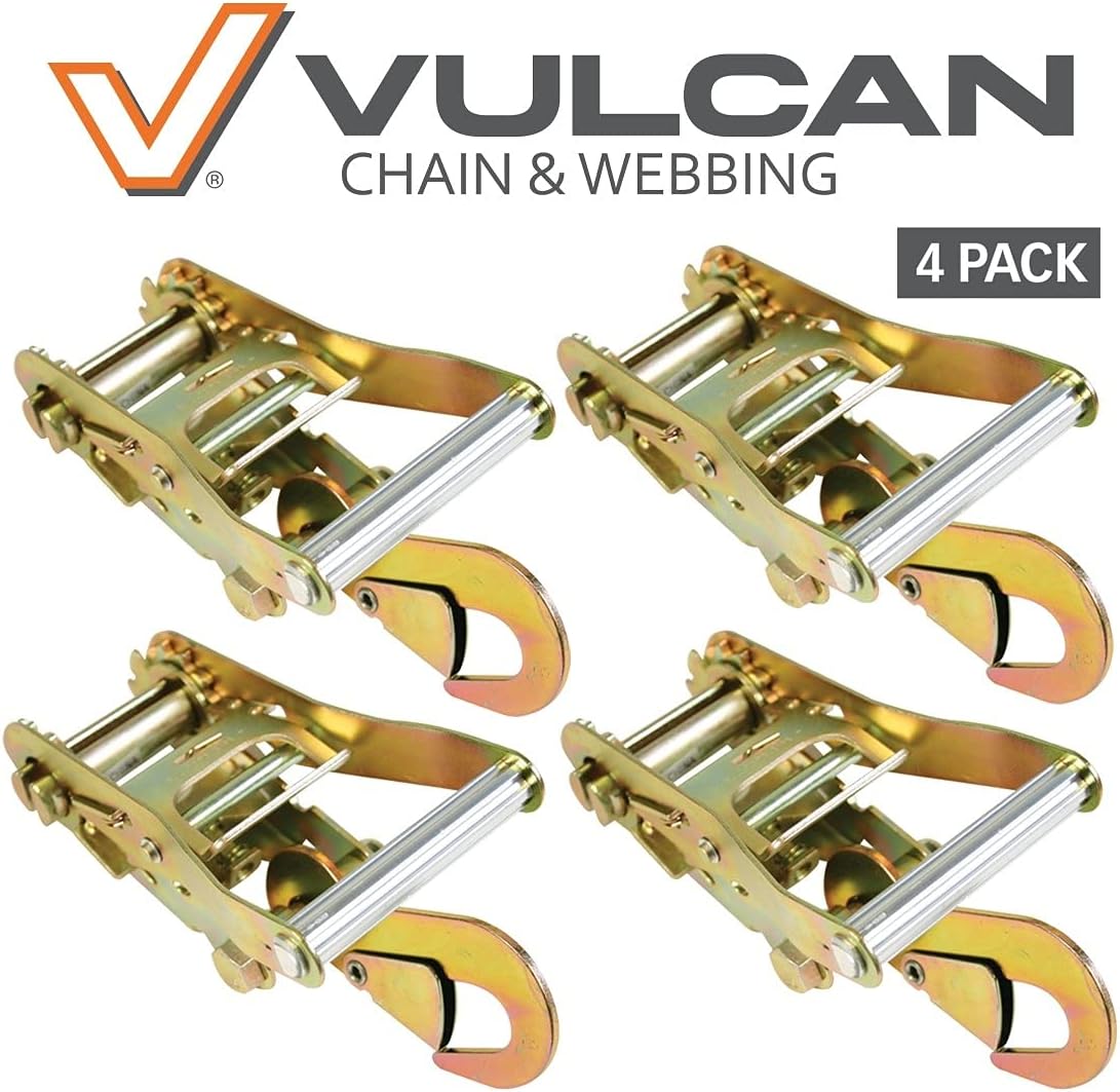 Get Cheap Price VULCAN Ratchet Strap Buckles - Snap Hooks - 4 Pack - 3,300 Pound Safe Working Load