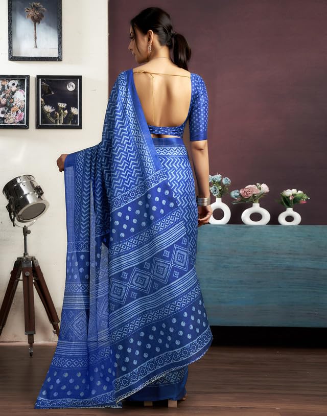 Image of SIRIL Women's Bagalpuri Silk Saree | Varli Printed Saree With Unstitched Blouse Piece