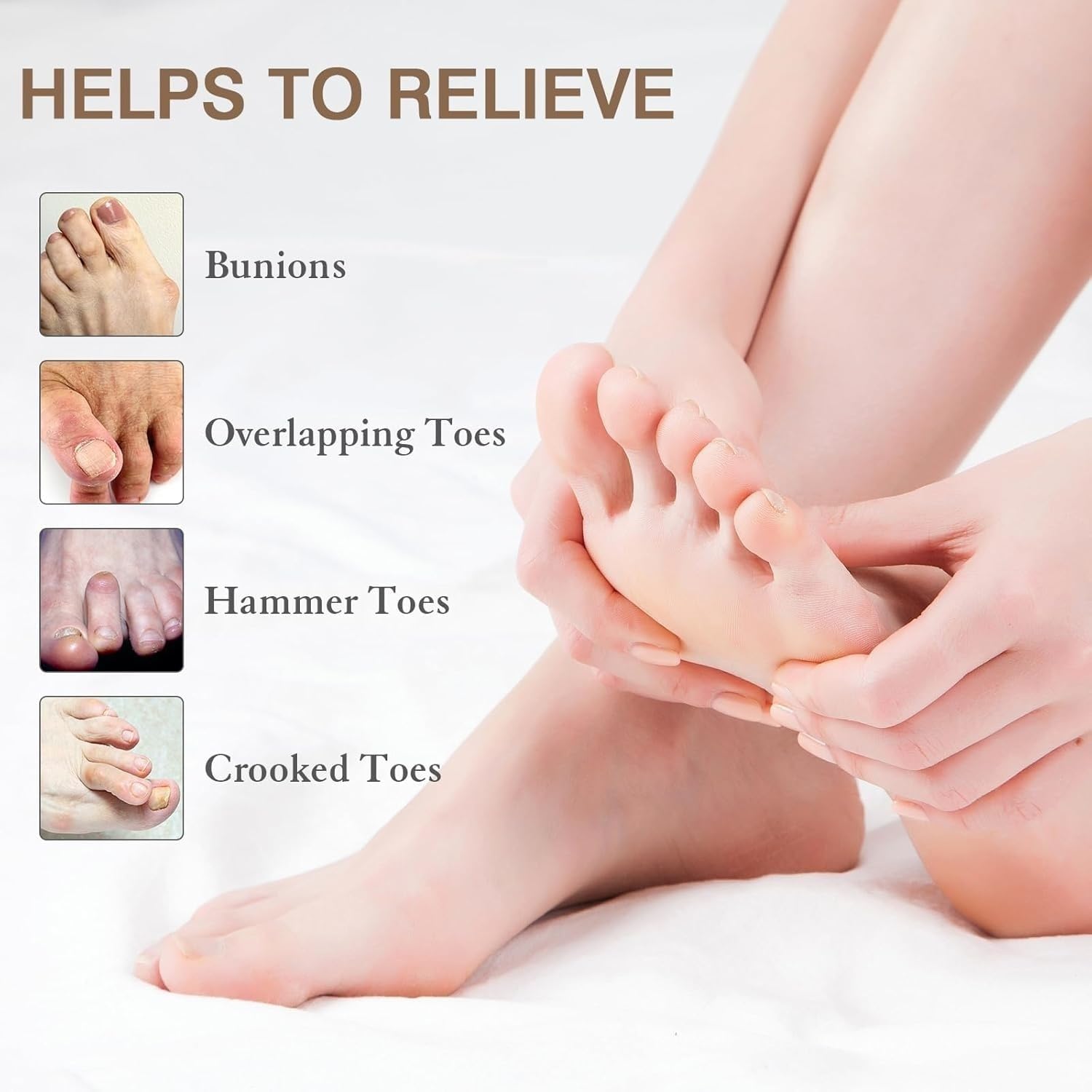 Separadores De Dedos Para Mujer Y Hombre, Separadores Para Pedicura, Enderezador De Dedo En Martillo, Para Fascitis Plantar, Aliviar Dolor De Pies Y Salud Del Pie (6Pcs,white)