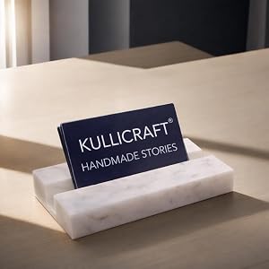 Business Card Holder for Desk - Business Card Display Holder - Made Of White Carrara Marble - Desk