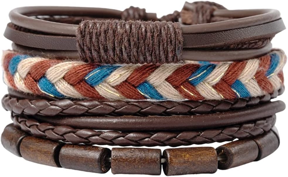 Yellow Chimes Latest Fashion PU Leather Brown Wrap Bracelet for Men and Women, Medium (Model: YCFJBR-308LTHW-C-BR)