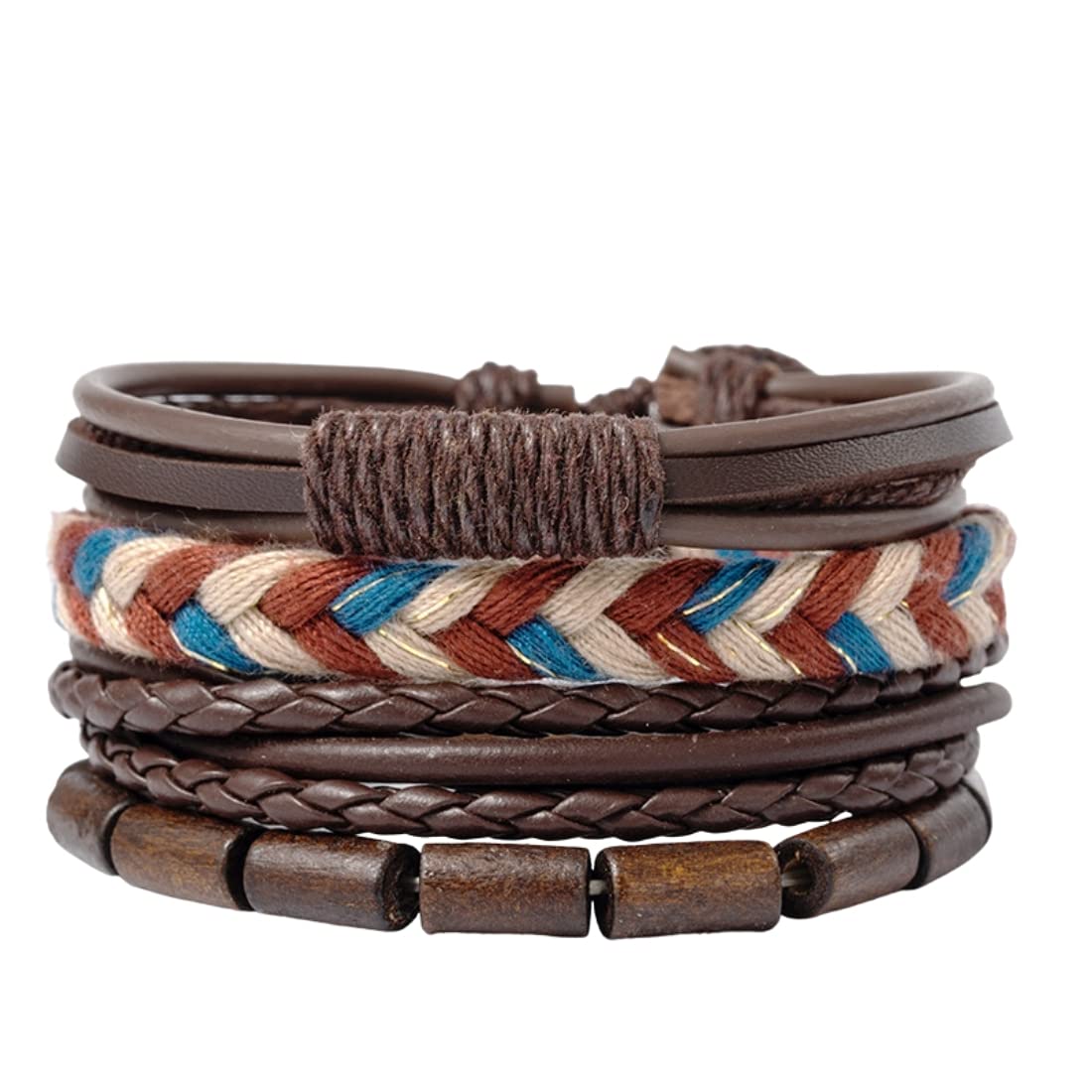 Yellow Chimes Latest Fashion PU Leather Brown Wrap Bracelet for Men and Women, Medium (Model: YCFJBR-308LTHW-C-BR)