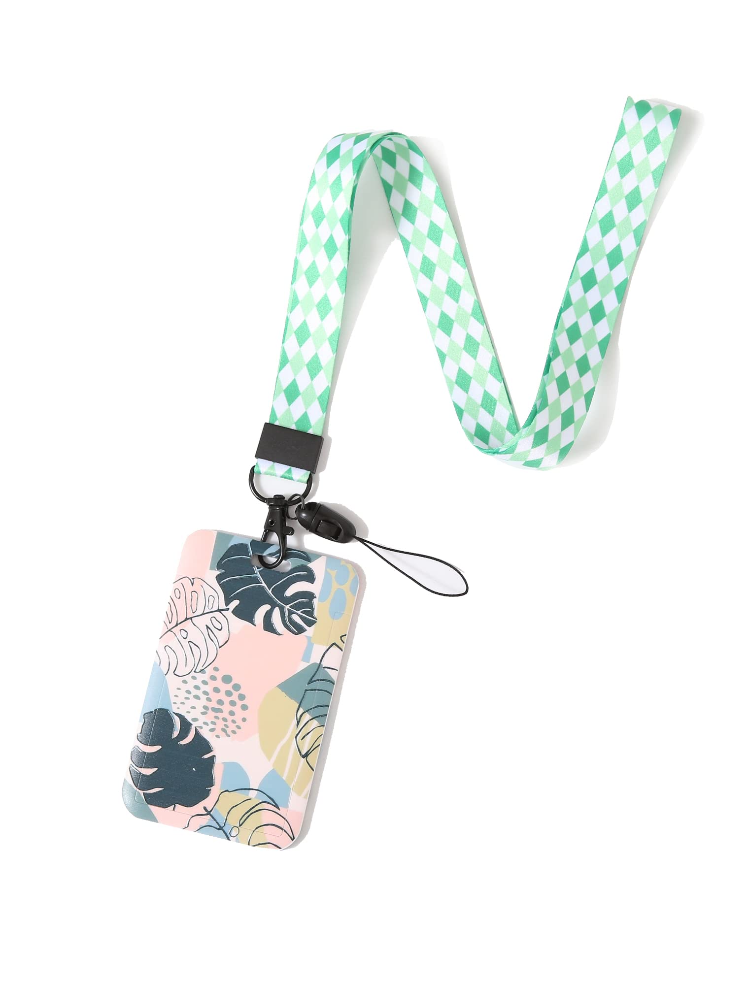 Photo 1 of WONDERFUL FLOWER Badge Holder with Lanyard, Lanyards for ID Holder, Summer Lanyards for ID Badges, Lightweight Work, School Lanyards Leaves Pink