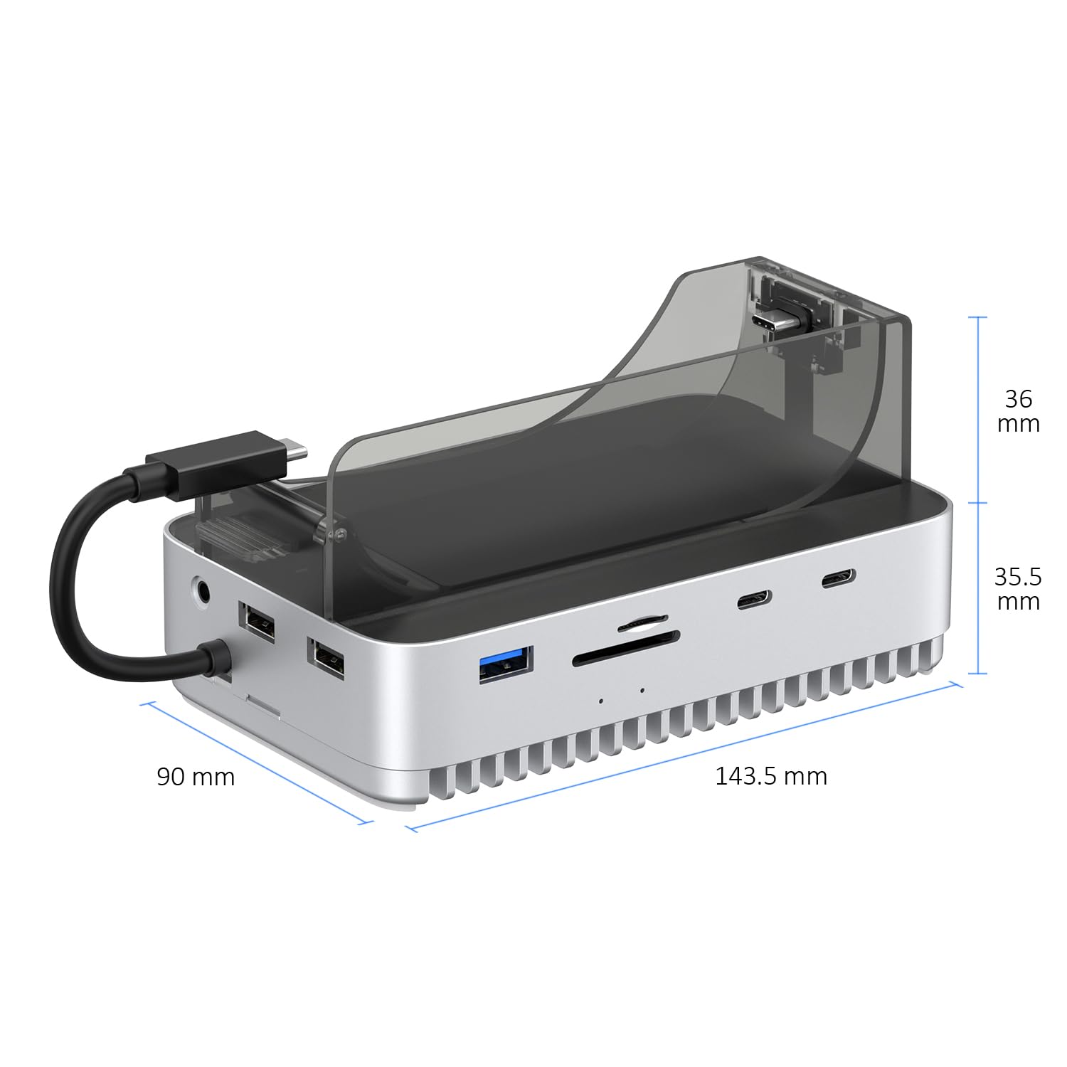 Soporte para Mac mini M4 2024, carcasa SSD NVMe USB 4 de 40 Gbps, compatible con Thunderbolt 4/5, estación de acoplamiento USB 10 Gbps con lector de tarjetas SD4.0