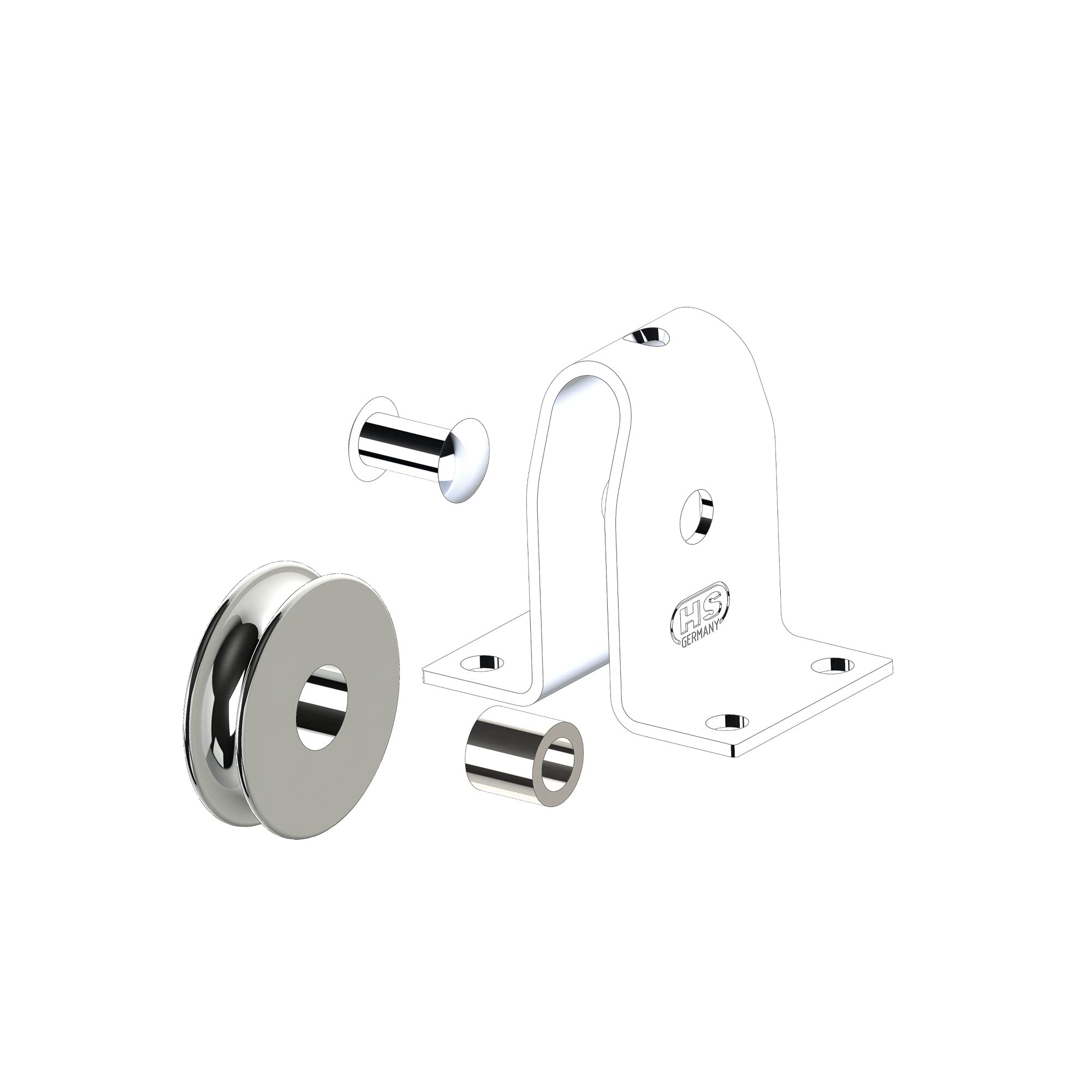 Sprenger Poulie verticale palier lisse pour câble Ø 4 mm 1 réa laiton riveté