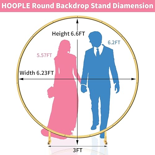 Miniatura 2 de Round Backdrop Stand 6.6 FT - Gold Circle Balloon Arch Frame, Circle Wedding Arch Frame with Stand Base, Circle Arch Stand for Ceremony Birthday