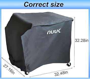NUUK Outdoor Grill Prep Table 24x30 Metal Grill Cart Outside 3-Layer Pizza Oven Table and 24 x 30 Station Cover