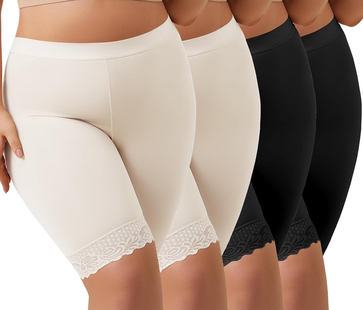 Zimi 4Pack L-4XL Plus Size High Waisted Women’s Slip Shorts for Under Dresses Boyshorts Panties Shorts Boxer Briefs