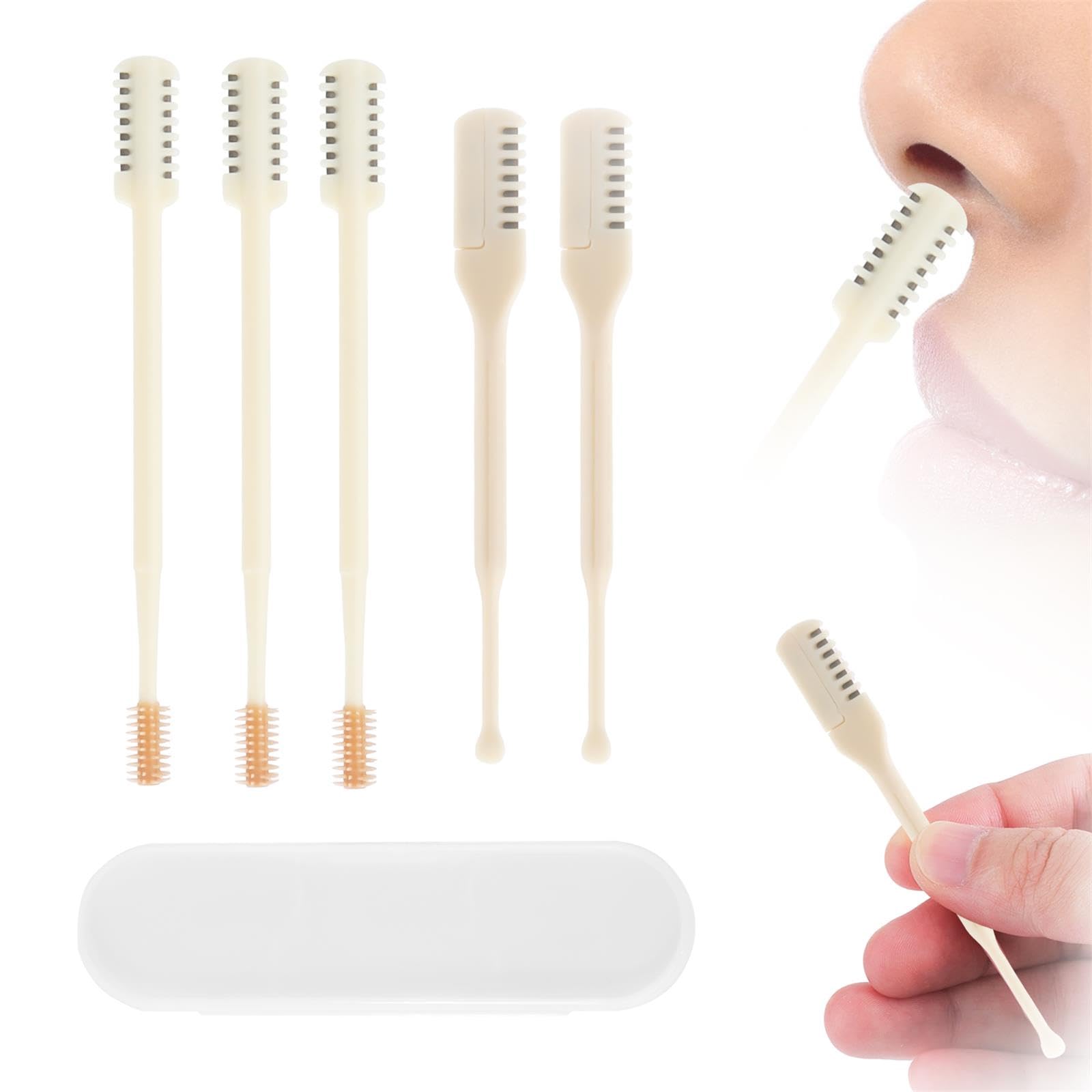 5pcs 2 in 1 Nose Hair Trimmer Double-Sided Single-Sided Nose Hair Razors 360 Degrees Rotating Cleaner Nasal Cutter