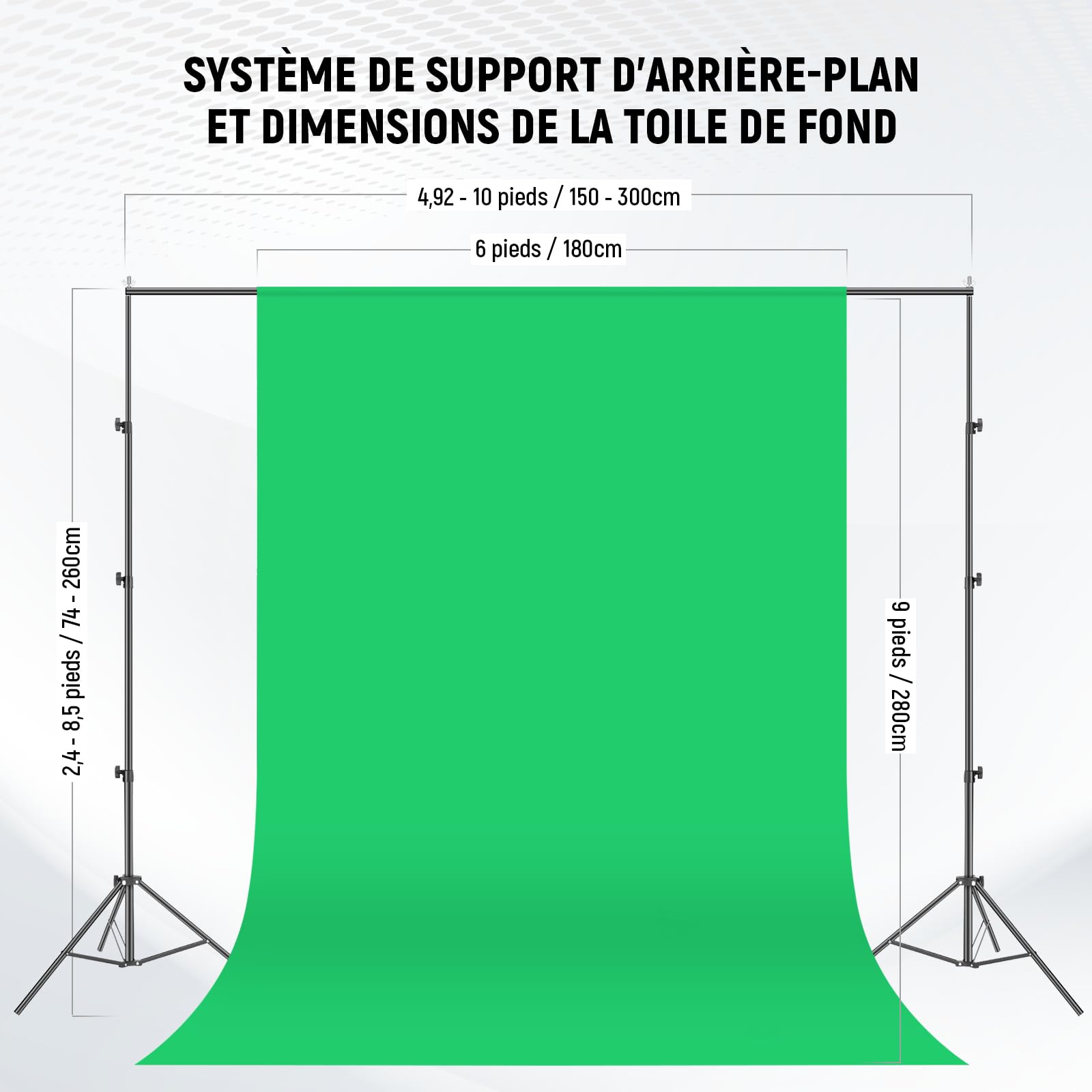 NEEWER Kit Studio Photo et éclairage, 2,6m x 3m Système de Support de Toile de Fond, équivalent 800W 5700K Ampoules LED Parapluie Softbox éclairage Continu pour Portrait et Photographie Vidéo