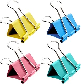 130 Pcs Binder Clips - 6 Sizes Metal Foldback Clips Assorted Size Colours Clamps Paper Clips 15mm 19mm 25mm 32mm 41mm 51mm