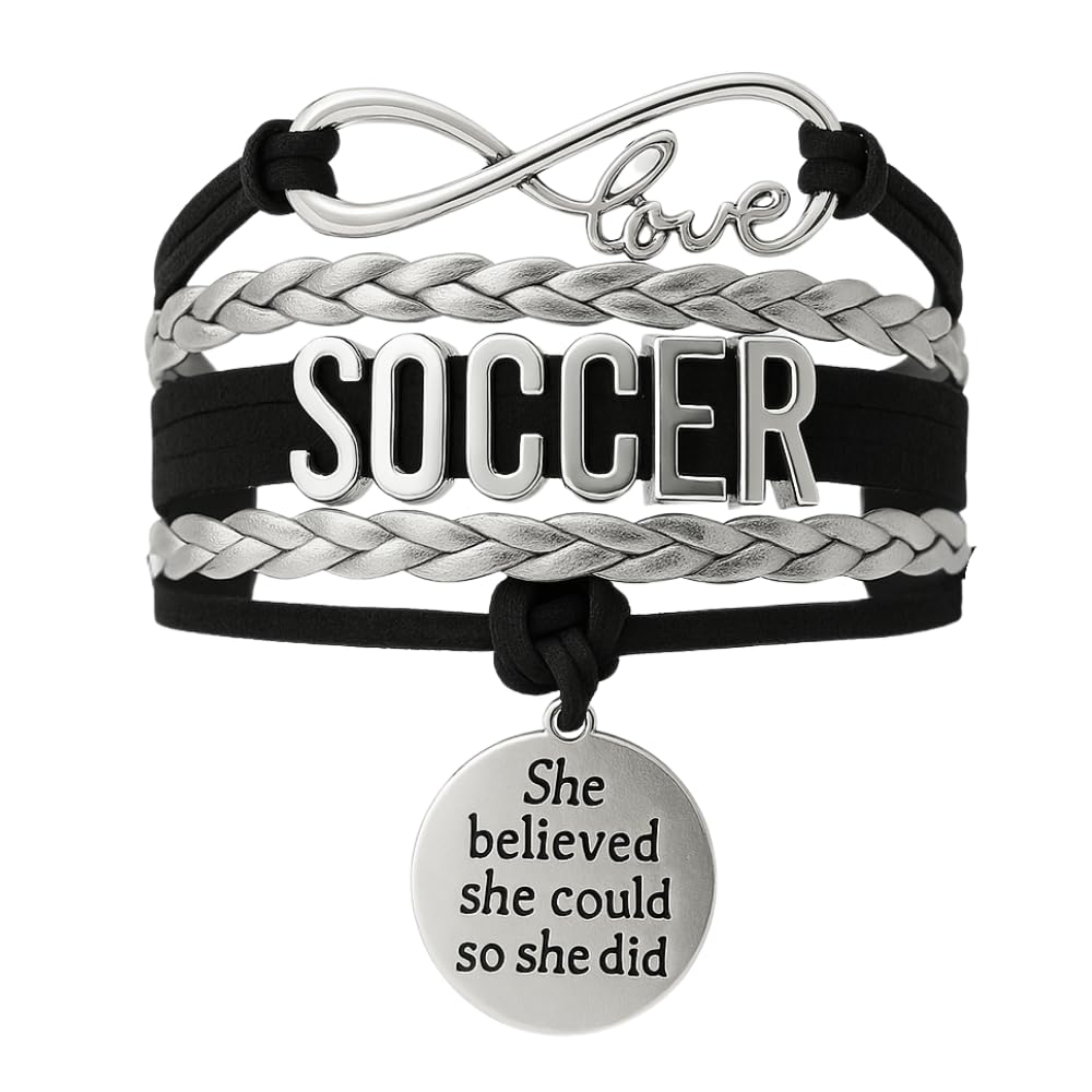 Sportybella - Soccer Charm Bracelet, Adjustable Bracelet Gift for Players and the Team
