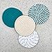 4-Piece Cotton Trivets Set for Drinks, 4.3 Inch Fit for All Kinds of Cups, Super Absorbent Drink Coasters, Minimalist Cotton Handmade Trivets for Coffee Table (Turquoise)